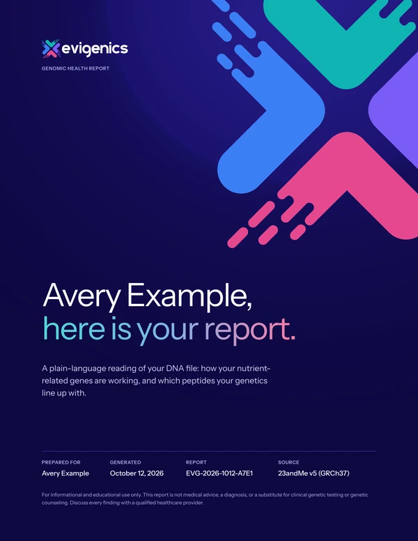 Example Evigenics genomic health report cover